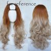 Honey Brown Light Gold 65 cm U Shape 2 Tone Long Curly Hair Wig Cosplay Full Wig Halloween Dress Up