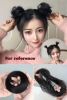 1 Pair Straight Hair Double Ponytail Hairpieces Hair Thick Scratch Extensions, Natural Black