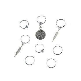 Simple Headdress Leaf Coin Pendant Hairpin (Color: silver)