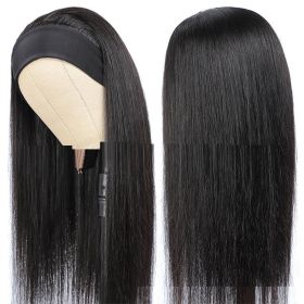 Human Hair Straight Strip Mechanism Headband (Option: Black-18inch)