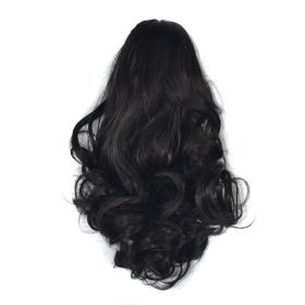 Fake Ponytail Short Curly Hair Claw Clip Realistic Pear Flower Chemical Fiber (Option: Natural black)