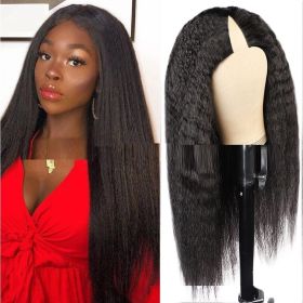 Lace Free Mechanism Yaki Straight Pure Human Wig (Option: 1bColor-12inch)