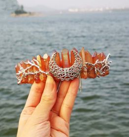 Natural Crystal Rainbow Crown Hair Band (Color: Orange)