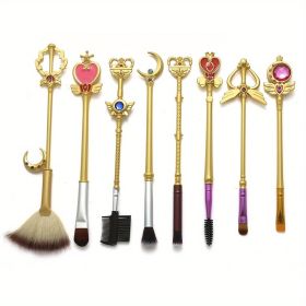 8pcs Anime Makeup Brushes Set, Anime Metal Magic Wand Handle Makeup Brushes Professional, Eye/Face/Lip Makeup Brushes Tool Sets & Kits Cosplay (Style: Fashion Brush)