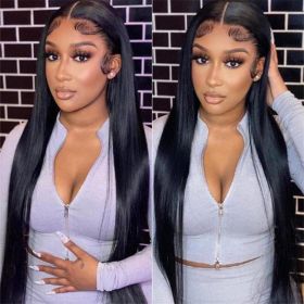 Women's Fashion Simple Human Hair Straight Wig (Option: 22inch)