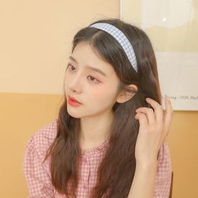 Hong Kong Style Houndstooth Headband Outer Wear Simple Female Hair Band Hair Tie (Color: Blue)